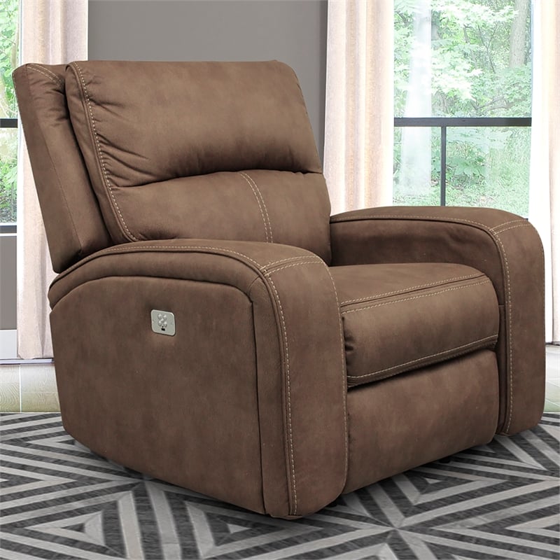 Bowery Hill Contemporary Fabric Power Recliner in Kahlua Brown