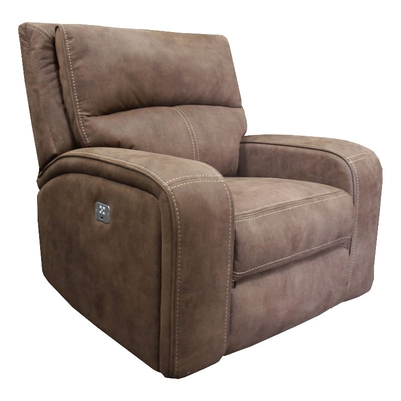 Bowery Hill Contemporary Fabric Power Recliner in Kahlua Brown