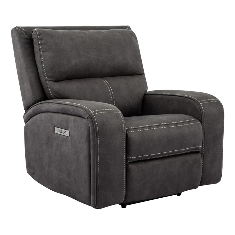 Bowery Hill Contemporary Fabric Power Recliner in Slate Charcoal