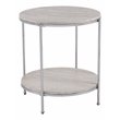 Bowery Hill Round Faux Stone End Table in Chrome-Faux Travertine