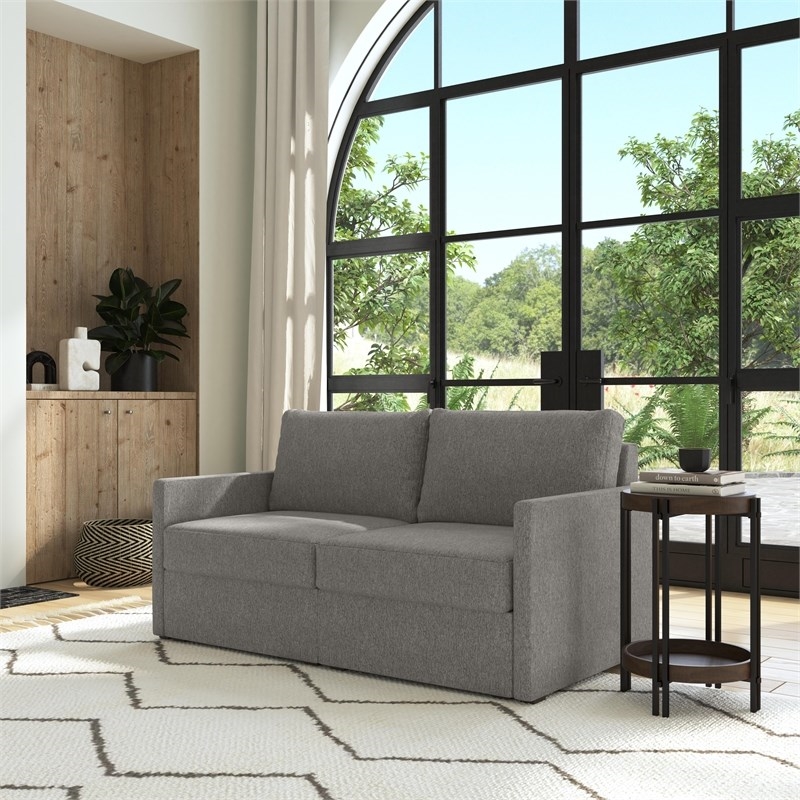Bowery Hill Modern Gray Finish Loveseat with Performance Fabric