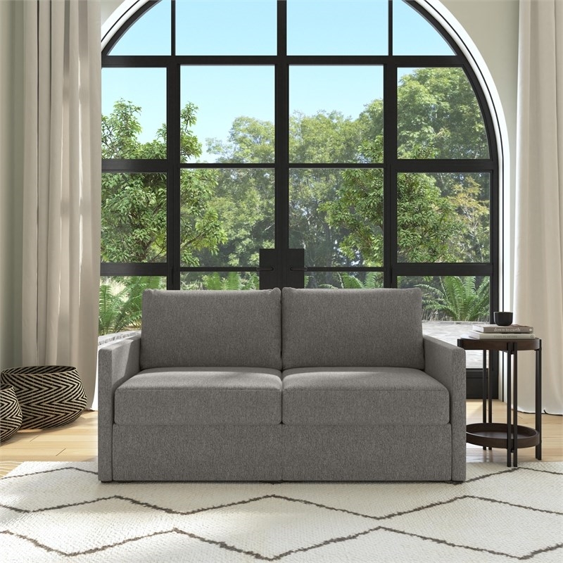 Bowery Hill Modern Gray Finish Loveseat with Performance Fabric