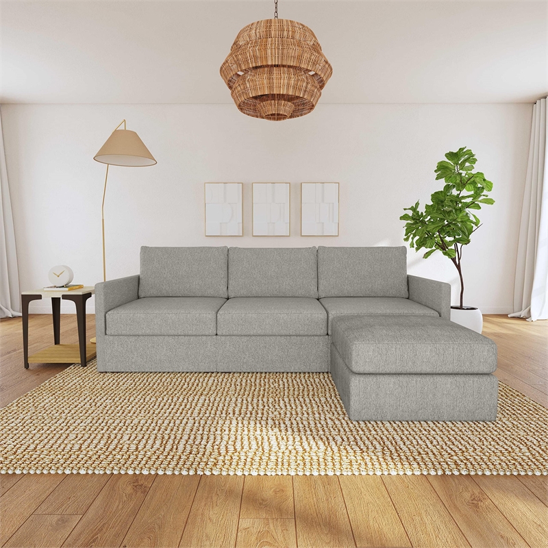 Bowery Hill Gray 3 Seat Sofa and Ottoman with Performance Fabric