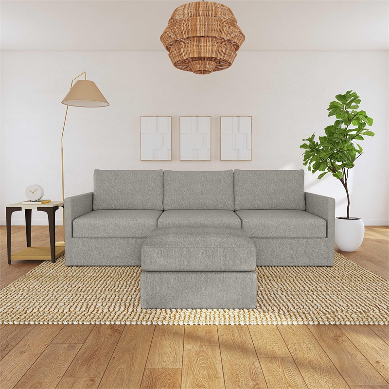 Bowery Hill Gray 3 Seat Sofa and Ottoman with Performance Fabric