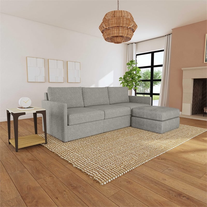 Bowery Hill Gray 3 Seat Sofa and Ottoman with Performance Fabric