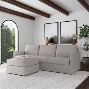 Bowery Hill Beige 3 Seat Sofa and Ottoman with Performance Fabric