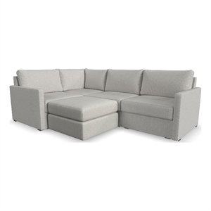 Bowery Hill Beige 4 Sectional and Ottoman with Performance Fabric