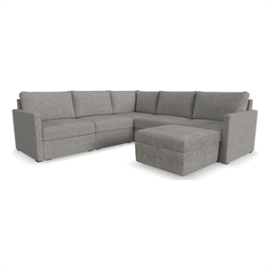 Bowery Hill Gray 5 Seat Modular Sectional Sofa and Storage Ottoman