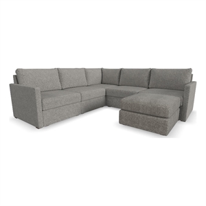 Bowery Hill Gray 5 Seat Sectional and Ottoman with with Performance Fabric
