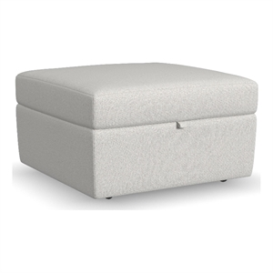Bowery Hill Beige Square Upholstered Storage Ottoman with Performance Fabric