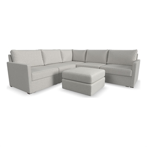 Bowery Hill Beige 5 Seat Modular Sectional Sofa & Ottoman w/ Performance Fabric