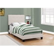 Bowery Hill Bed Twin Size Platform Teen Frame Upholstered Linen Look Beige Black