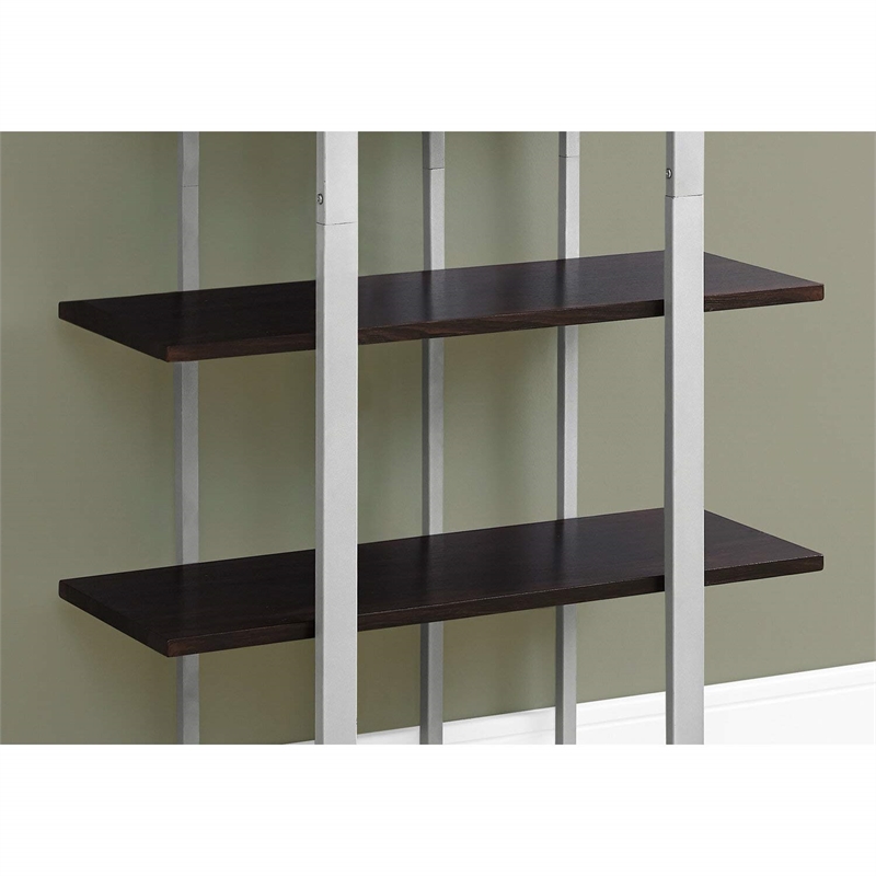 Bowery Hill Bookshelf Bookcase Etagere 4 Tier Office Bedroom Metal Brown Gray