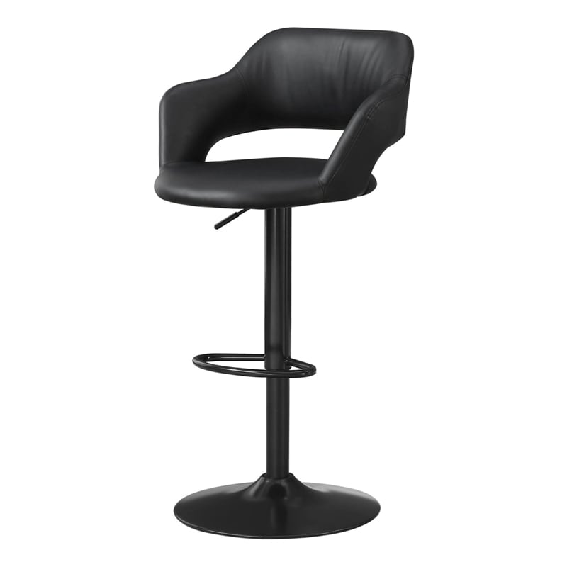 Bowery Hill Bar Stool Swivel Bar Height Adjustable Metal Pu Leather Look Black