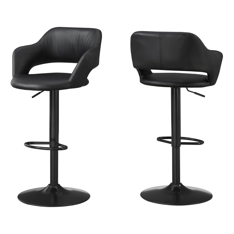 Bowery Hill Bar Stool Swivel Bar Height Adjustable Metal Pu Leather Look Black