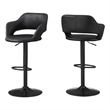 Bowery Hill Bar Stool Swivel Bar Height Adjustable Metal Pu Leather Look Black
