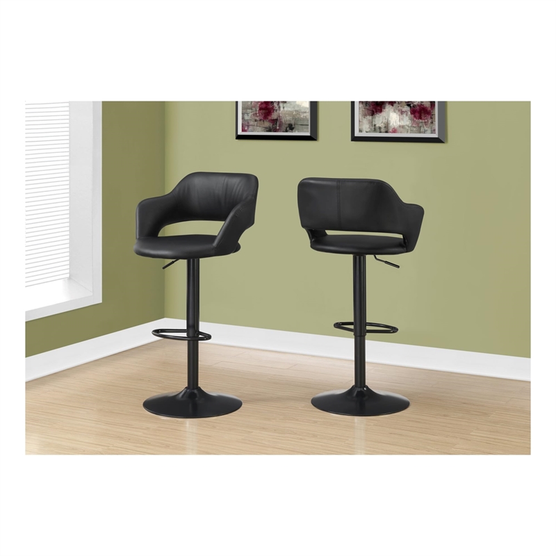 Bowery Hill Bar Stool Swivel Bar Height Adjustable Metal Pu Leather Look Black