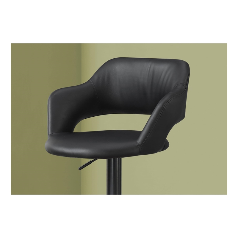 Bowery Hill Bar Stool Swivel Bar Height Adjustable Metal Pu Leather Look Black