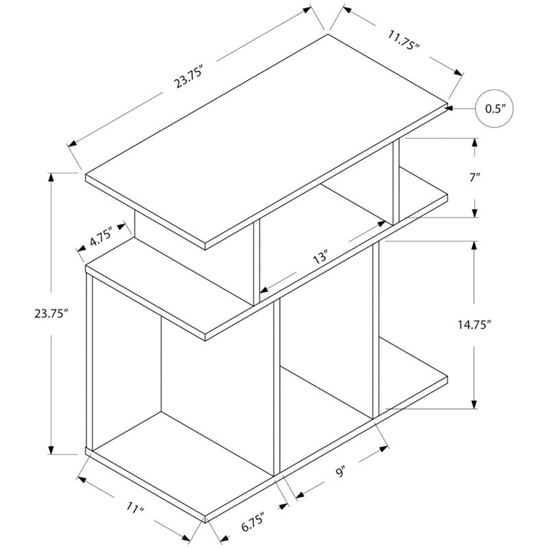 Bowery Hill Accent Table Side End Nightstand Lamp Living Room Laminate Gray