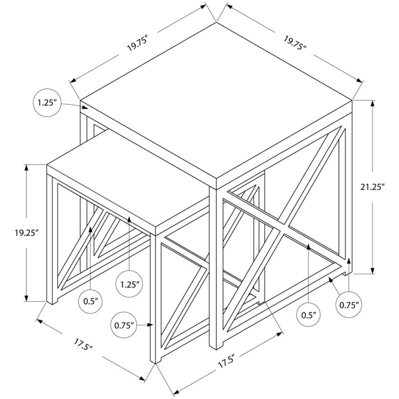Bowery Hill Nesting Table Set Of 2 Side End Metal Accent Bedroom Metal Brown