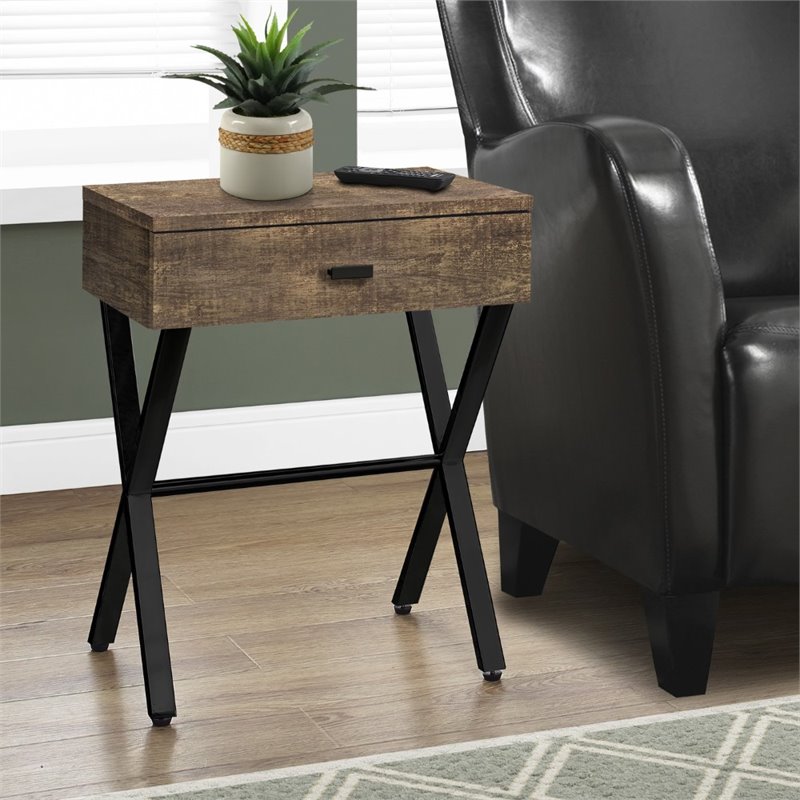Bowery Hill Accent Table Side End Nightstand Lamp Living Room Metal Brown