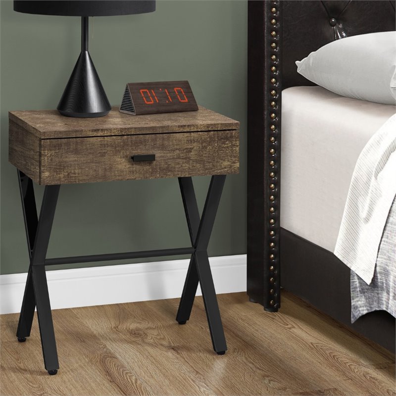Bowery Hill Accent Table Side End Nightstand Lamp Living Room Metal Brown