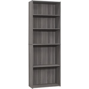 Bowery Hill Bookshelf Bookcase 6 Tier Office Bedroom Laminate Gray Transitional