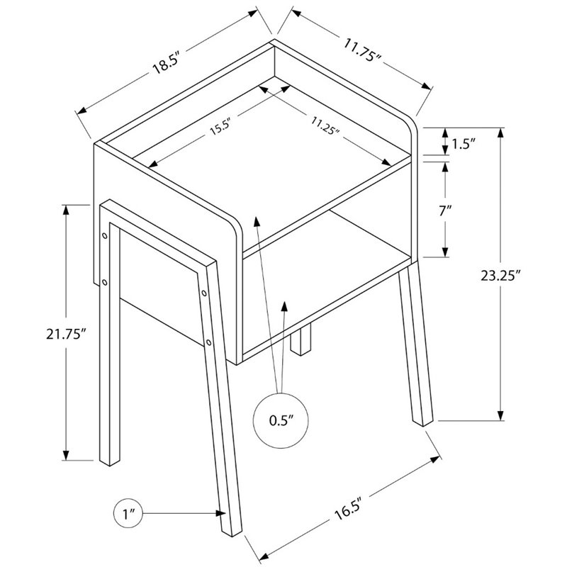 Bowery Hill Accent Table Side End Nightstand Lamp Living Room Metal Brown