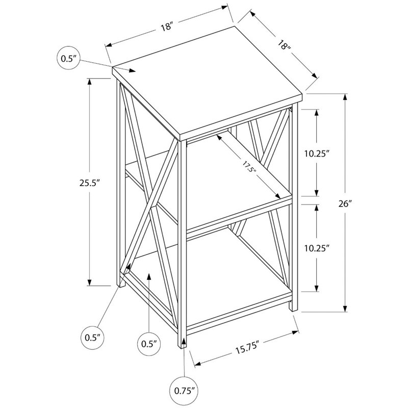 Bowery Hill Accent Table Side End Nightstand Lamp Living Room Bedroom Metal Gray