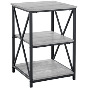 Bowery Hill Accent Table Side End Nightstand Lamp Living Room Bedroom Metal Gray