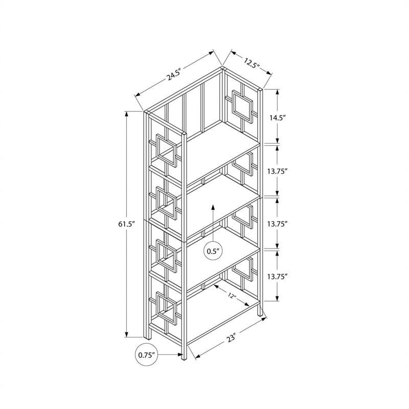 Bowery Hill Bookshelf Etagere Corner 4 Tier 62