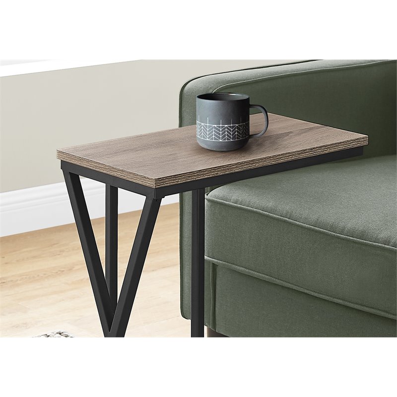 Bowery Hill Accent Table C-shaped End Side Snack Living Room Bedroom Metal Brown