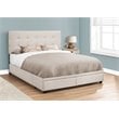 Bowery Hill Bed Queen Platform Bedroom Frame Upholstered Linen Look Beige Black