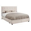 Bowery Hill Bed Queen Platform Bedroom Frame Upholstered Linen Look Beige Black