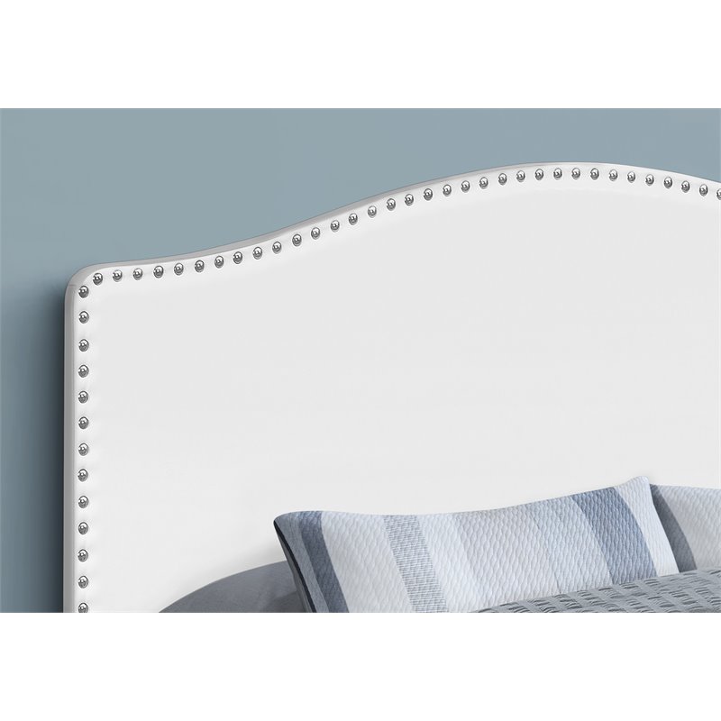 Bowery Hill Bed Headboard Queen Bedroom Upholstered Pu Leather Look White