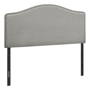 Bowery Hill Bed Headboard Only Full Size Bedroom Upholstered Linen Look Gray
