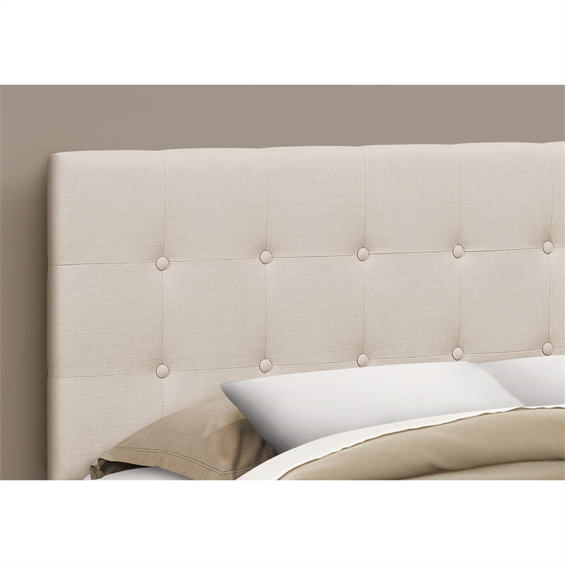 Bowery Hill Bed Headboard Only Queen Size Bedroom Upholstered Linen Look Beige