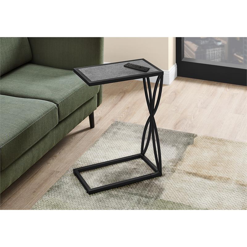 Bowery Hill Accent Table C-shaped End Side Snack Living Room Bedroom Metal Gray