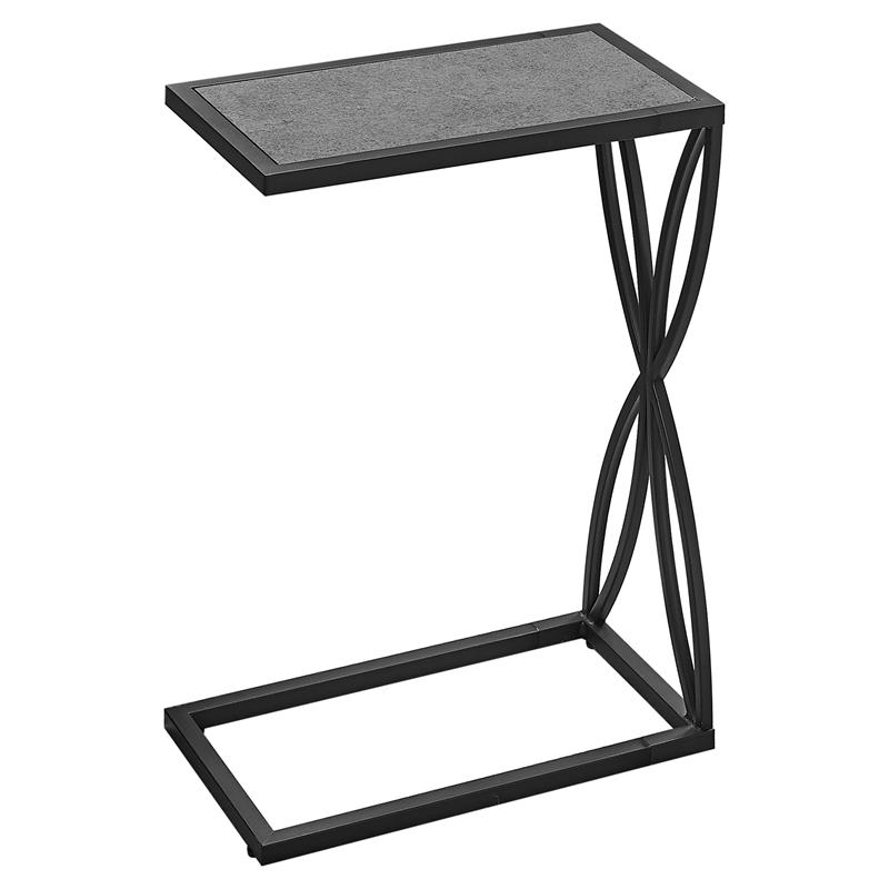 Bowery Hill Accent Table C-shaped End Side Snack Living Room Bedroom Metal Gray