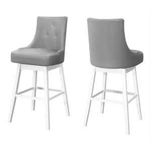 Bowery Hill 29.25&quot Polyurethane Swivel Bar Stool in Gray/White (Set of 2)