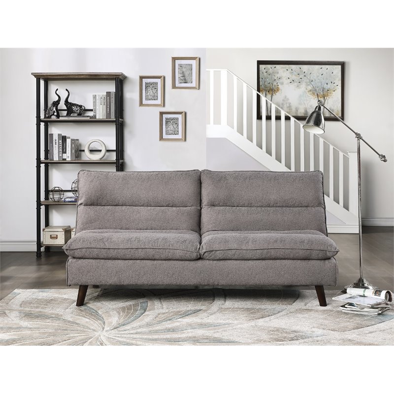 Bowery Hill Upholstered Click Clack Convertible Sofa in Brown