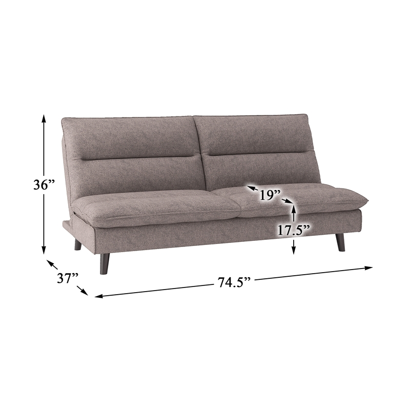 Bowery Hill Upholstered Click Clack Convertible Sofa in Brown