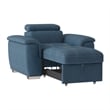 Bowery Hill Microfiber Accent Chair with Pull Out Ottoman in Blue