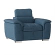 Bowery Hill Microfiber Accent Chair with Pull Out Ottoman in Blue