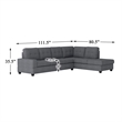 Bowery Hill Modern Microfiber Sectional Sofa in Dark Gray Finish