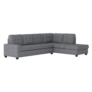 Bowery Hill Modern Microfiber Sectional Sofa in Dark Gray Finish