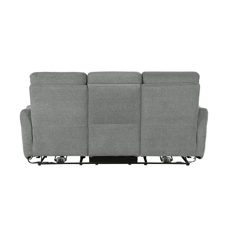 Bowery Hill Contemporary ChenillePower Double Reclining Sofa in Gray