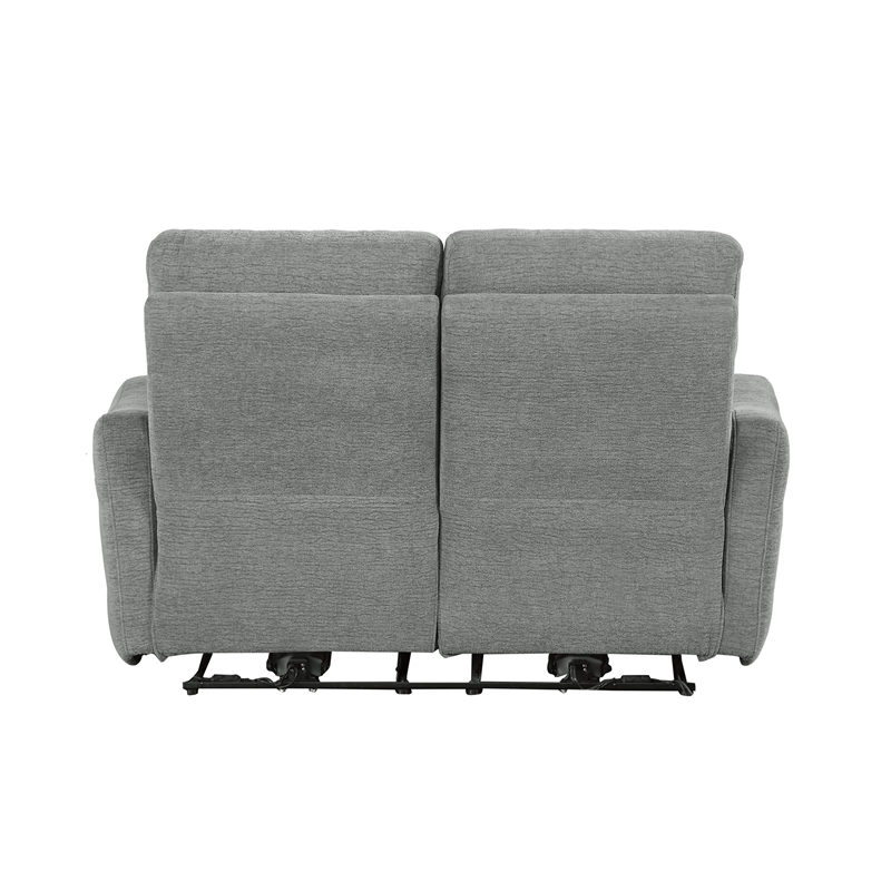 Bowery Hill Contemporary ChenillePower Double Reclining Love Seat in Gray