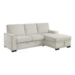 Bowery Hill 2-piece Contemporary Fabric Sectional with Right Chaise in Beige