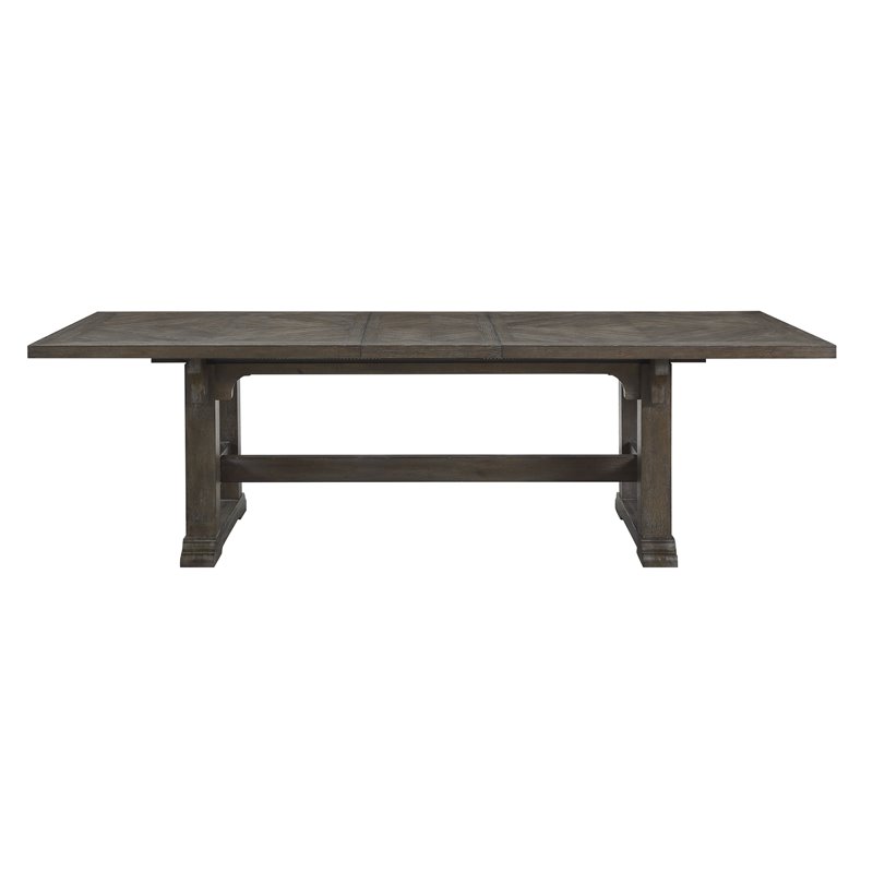 Bowery Hill Transitional Engineered Wood Dining Room Table in Driftwood Brown
